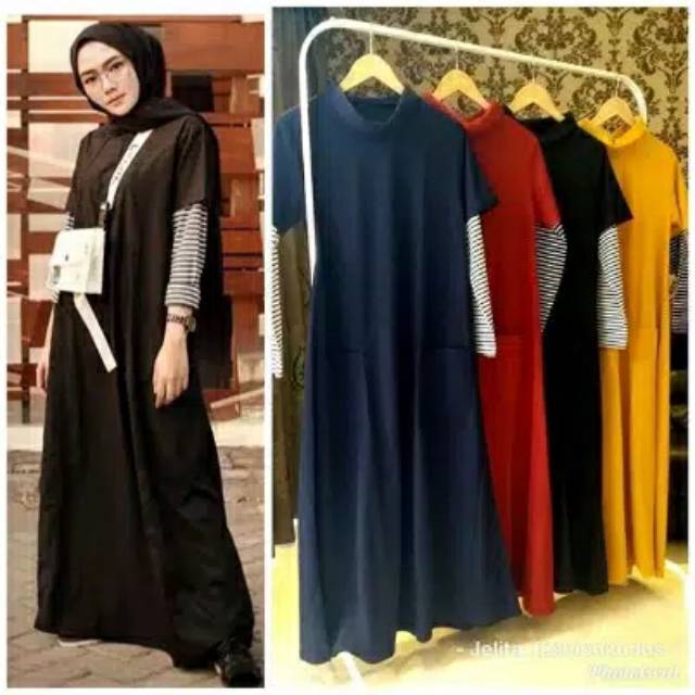 Gamis sabyan kekinian bahan spandek / maxi sabyan gamis kaos