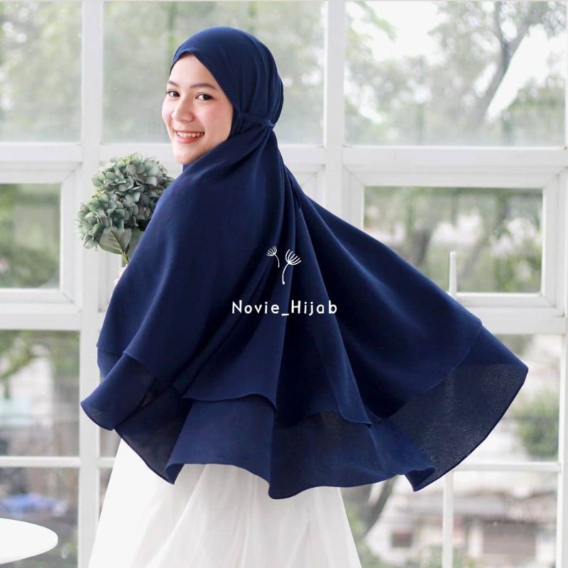 PROMO Kalya Khimar 2 layer Jumbo Syari non pet Tali Jilbab Hijab instan