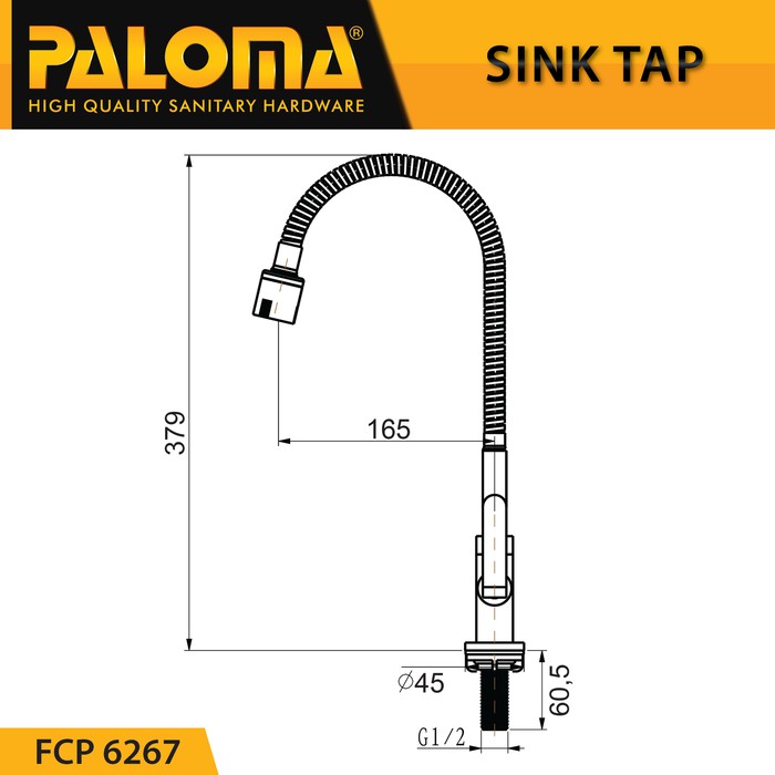 KRAN AIR  SINK MEJA KERAN ANGSA CUCI PIRING FLEXIBLE  PALOMA FCP 6267 FLEKSIBEL