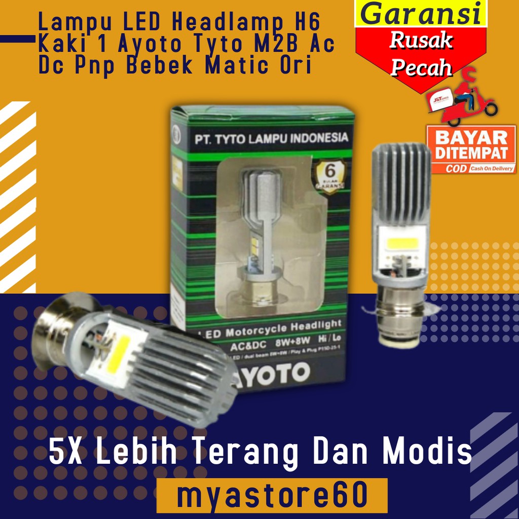 Lampu Beat Mio Jupiter Mx Vario 125 150 LED Headlamp H6 Kaki 1 Ayoto Tyto M2B Ac Dc Pnp Universal