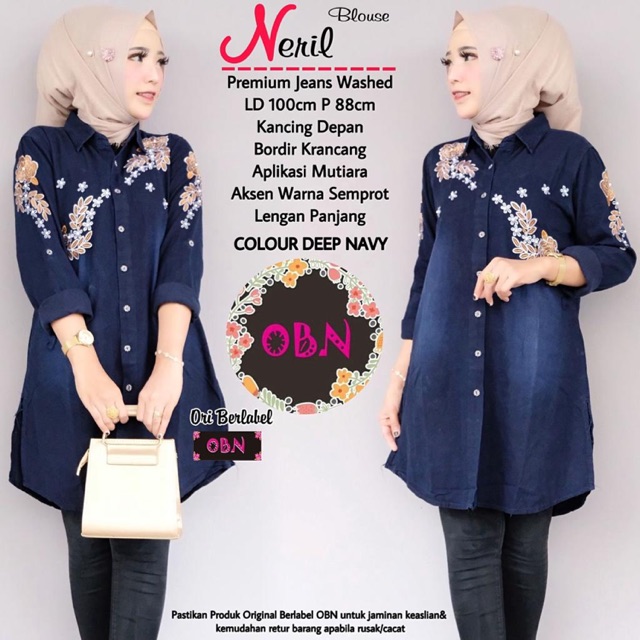 NERIL TUNIK // TUNIK PESTA // TUNIK ORI JEANS // TUNIK WANITA ORI JEANS