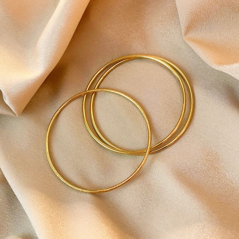 gelang titanium asli wanita anti karat emas 18K simple Premium bracelet bulat aksesoris perhiasan korea