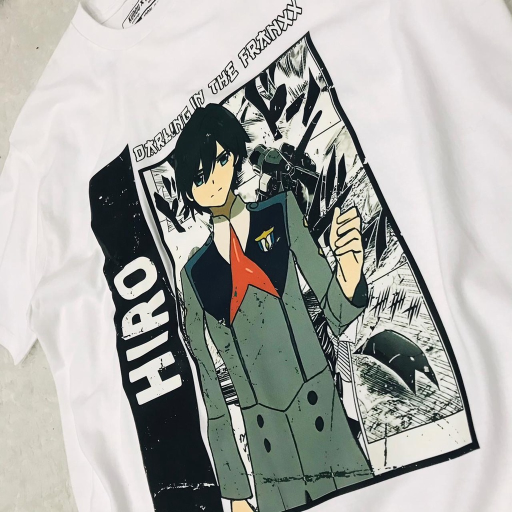 Tshirt Hiro Darling in The Franxx White Zero two Anime Manga Premium Unisex