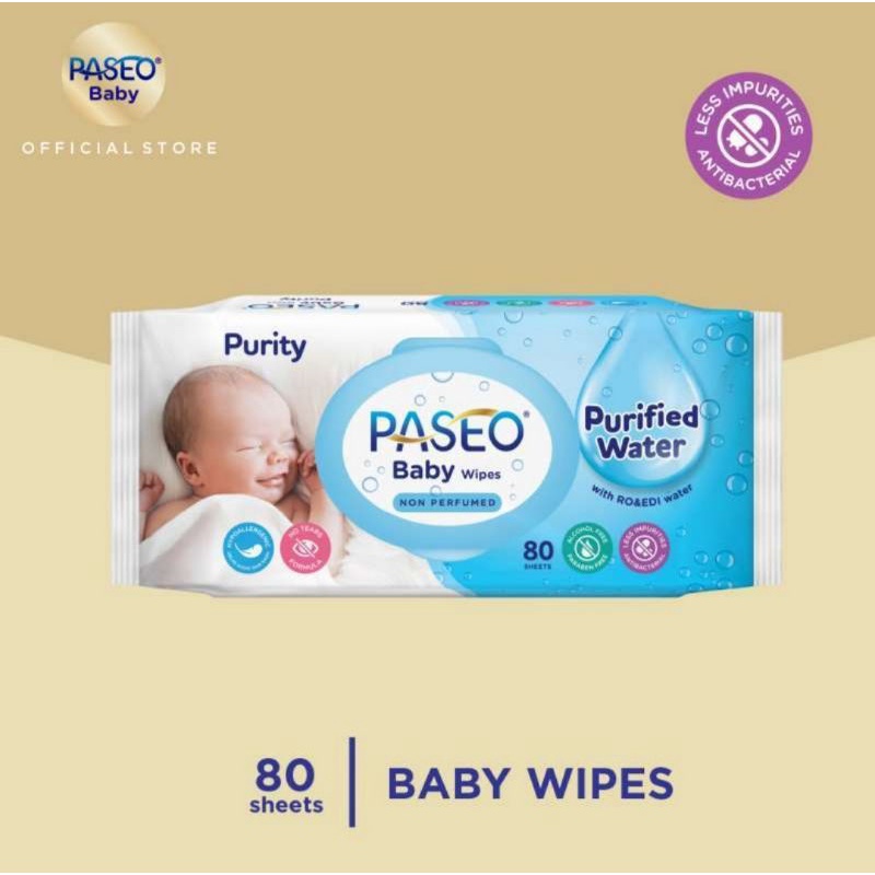 Paseo Baby Wipes Purity Gazette 80 sheets/1pcs