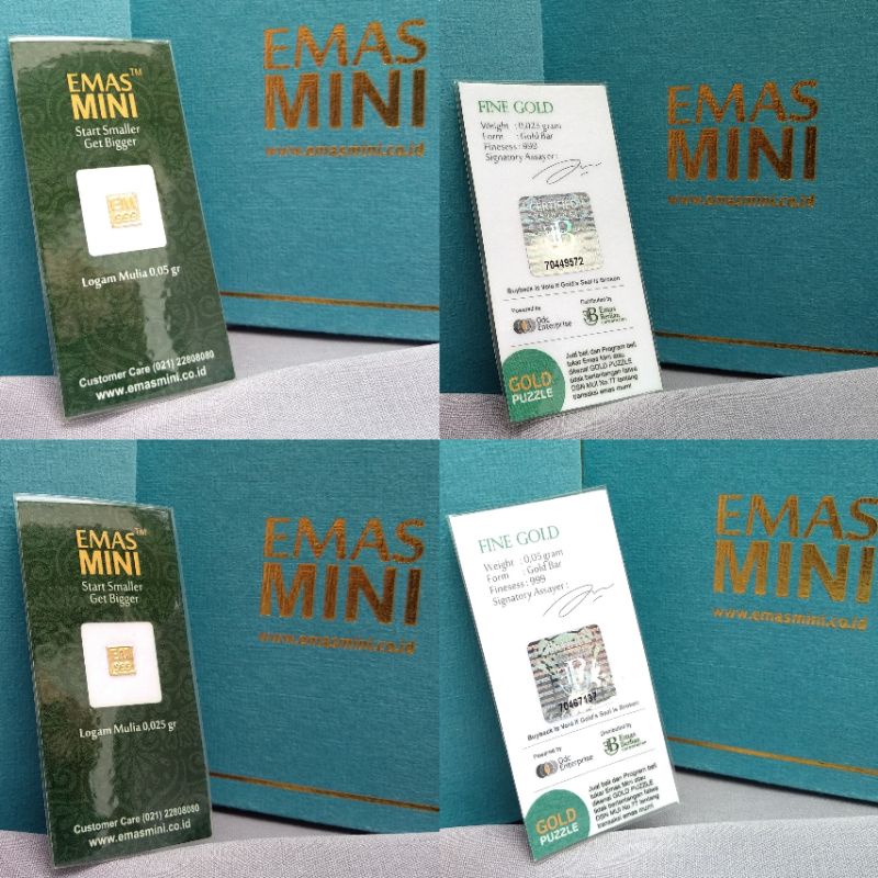 0.05g & 0.025g Emas Mini Kepingan 24 Karat kadar Kemurnian 999 Finesess Fine Gold Bar Logam Mulia