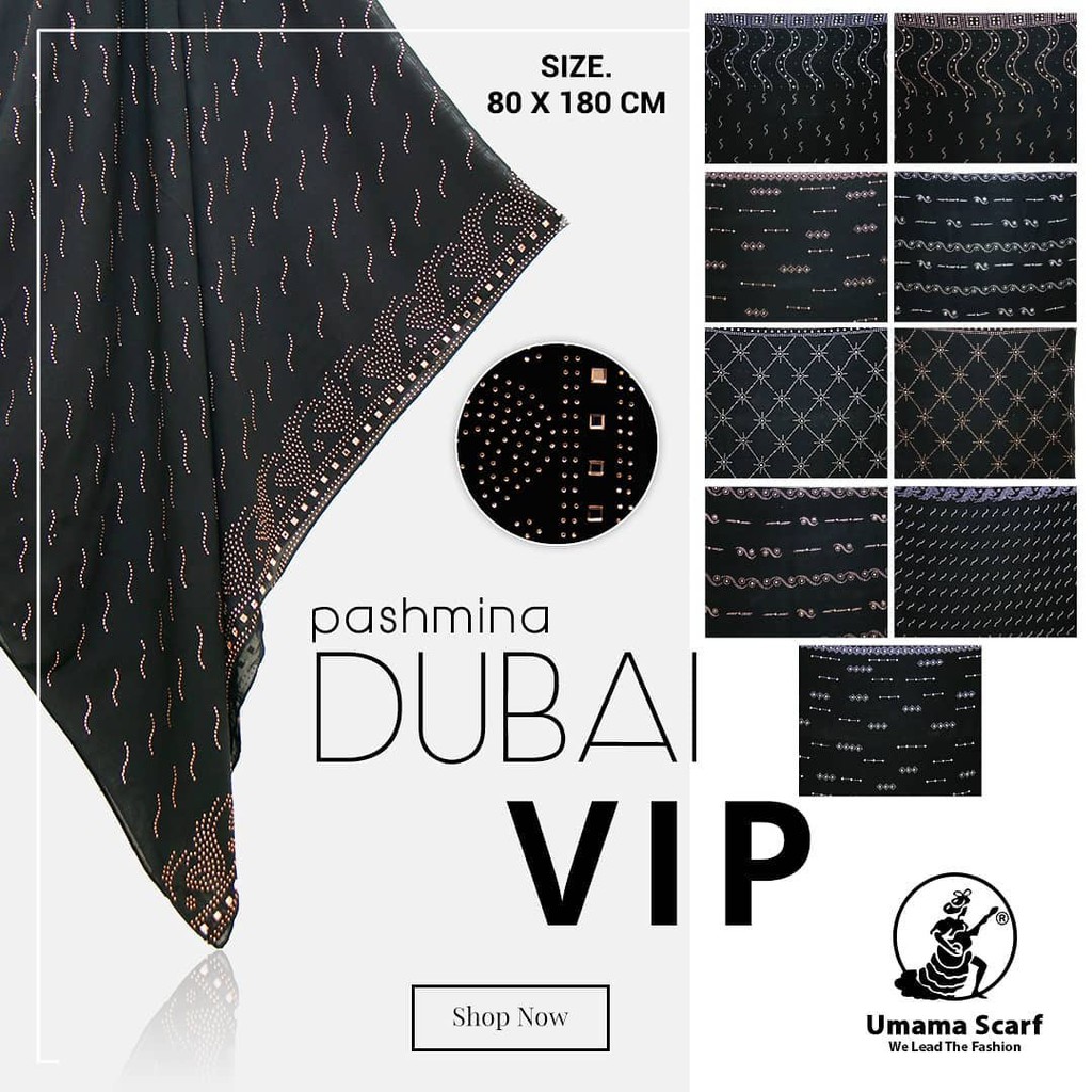Grosir 10 Pcs Hijab Pashmina Dubai VIP Motif Timbul Bahan Chiffon Arab - By Umama