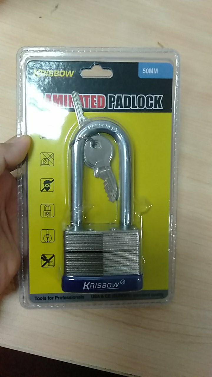 Krisbow Gembok Besi Laminasi Shackle Panjang 5 Cm