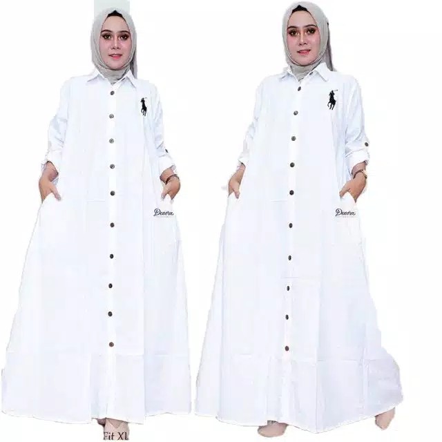 Gamis Umroh Syari Terbaru Kancing Lebaran 2021 Hijab Pesta Murah Polos Putih Jumbo Wanita Kekinian