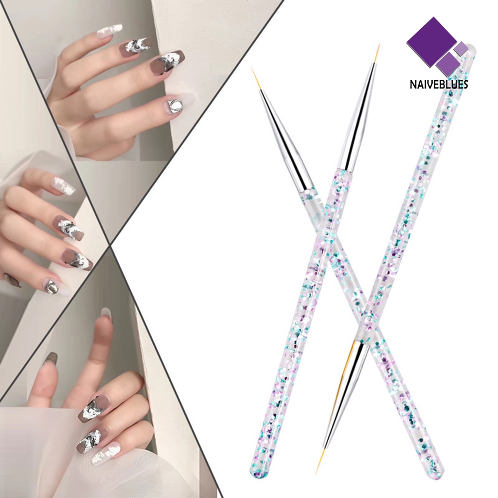 Naiveblue &gt; 3Pcs / Set Pena Ukir Kuku Akrilik Ultra Tipis Untuk Nail Art / Manicure Wanita