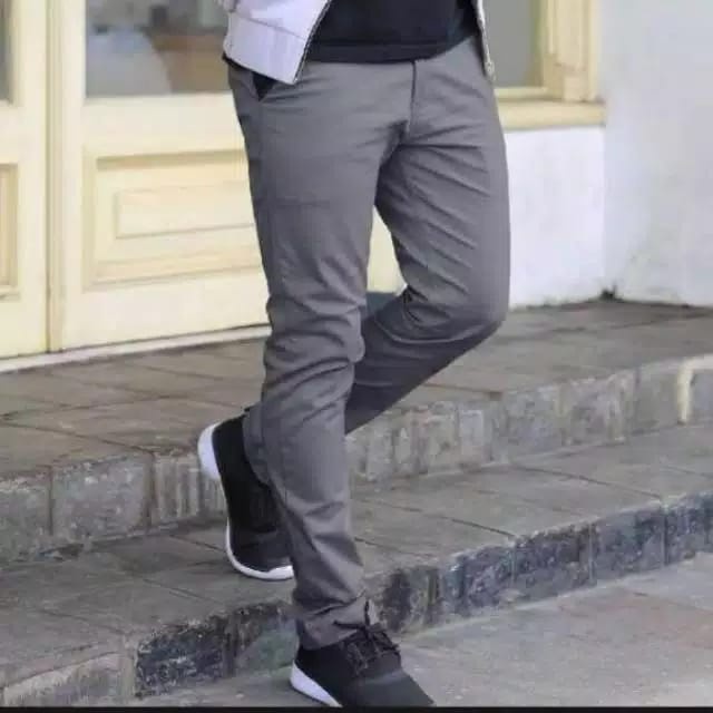 CelanaPanjang Skinny Chino Pria Formal Casual Slimfit Stylish Cream Mocca Hitam Abu-abu Coklat cino