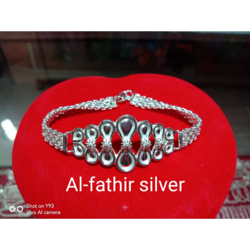 gelang tangan double medan motif dewasa perak murni 99