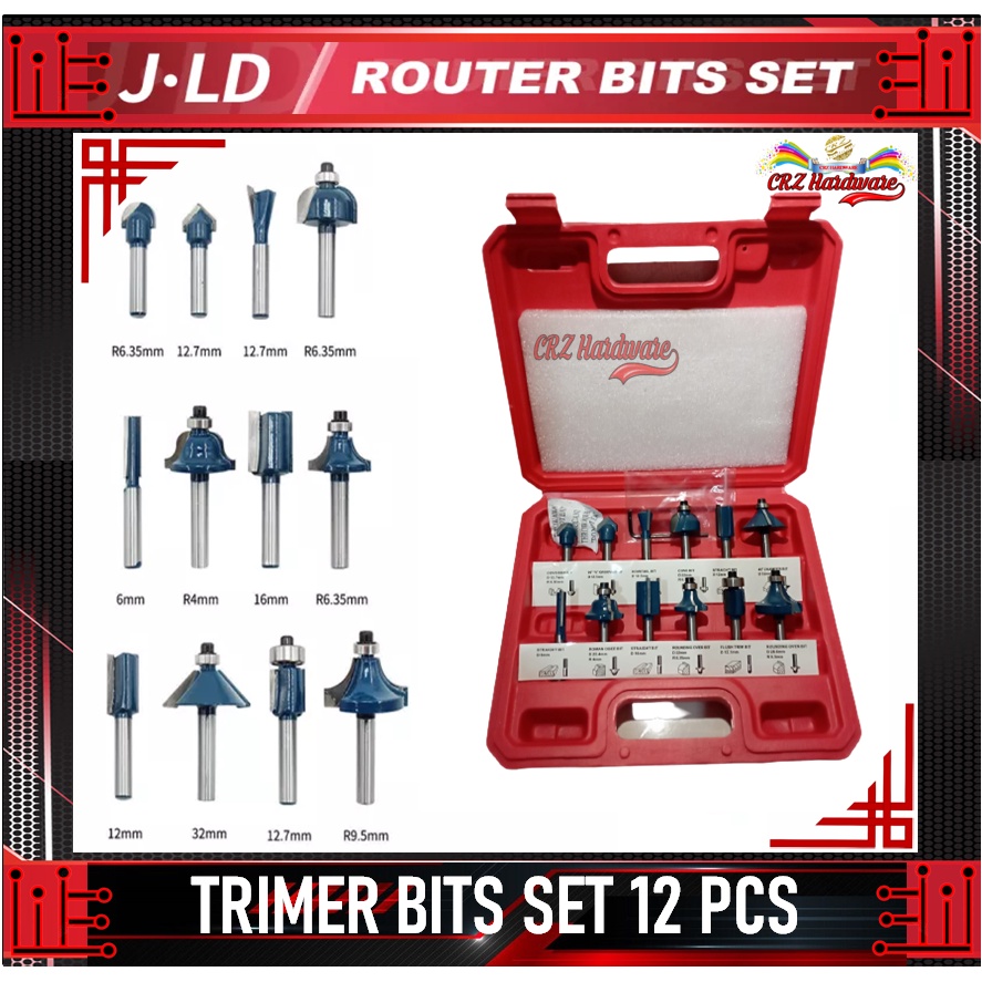 Router Bit Set Mata Profil Kayu Set 12 Pcs Router Bit JLD TOOL