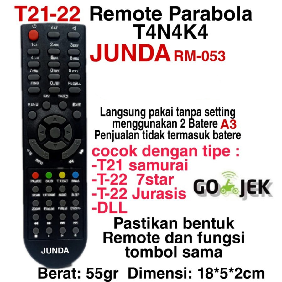 REMOTE RECEIVER PARABOLA TANAKA T21-22 JUNDA RM-052