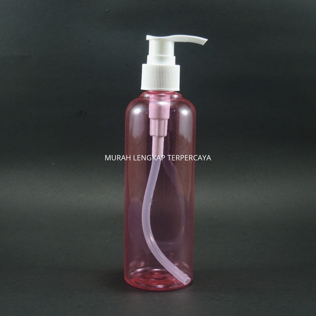 BOTOL PUMP 250ML PINK TUTUP PUTIH