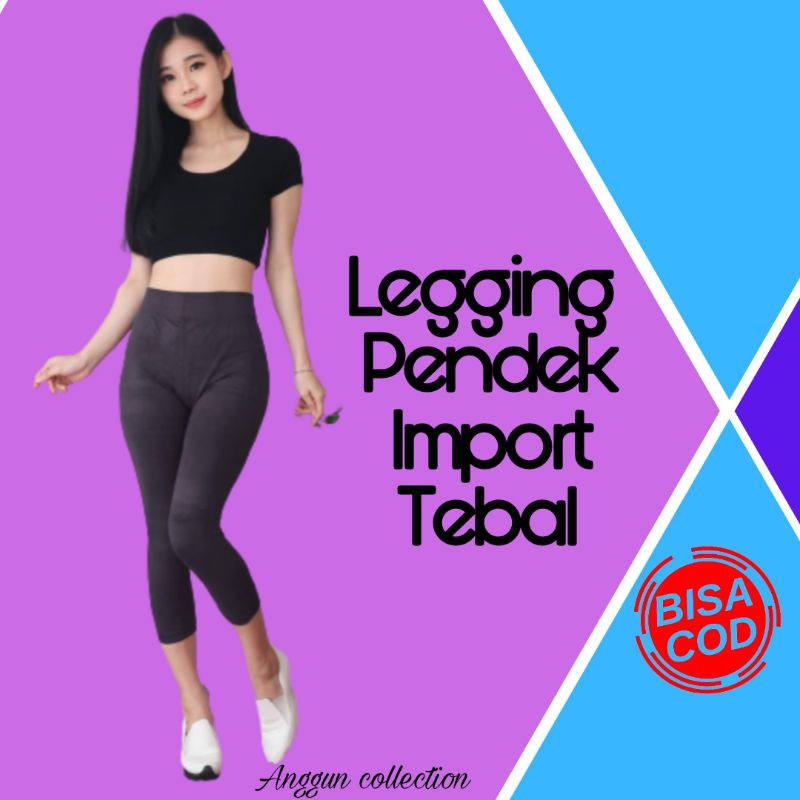 Leging Wanita Tebal 7per8 Leging Pendek Polos Tebal