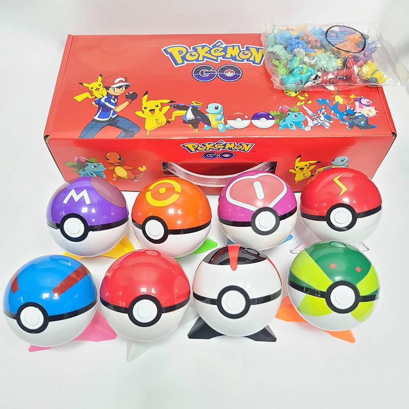 8pcs / Set Action Figure Pokemon Pokeball Monster Bahan PVC Dengan Kotak Original Untuk Hadiah Ulang Tahun Anak