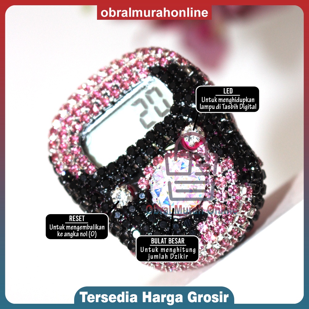 {PART 1} TASBIH DIGITAL SWAROVSKI MOTIF MIX COLOR LED TERMURAH