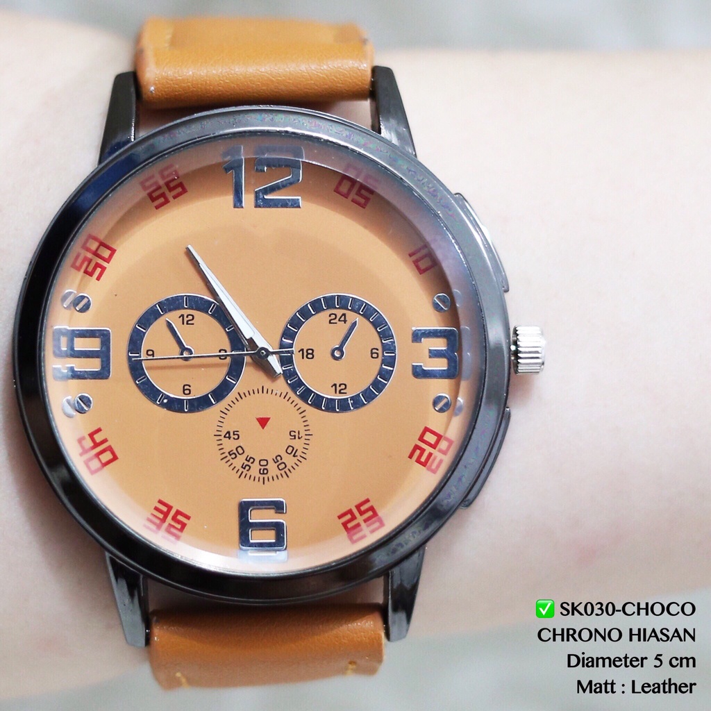 Jam tangan kulit pria sporty termurah SK030