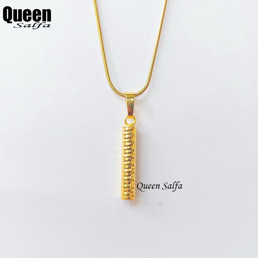 ASLI TITANIUM Kalung Liontin Titanium Emas/Kalung Fashion Korea Titanium/Liontin Panjang Titanium