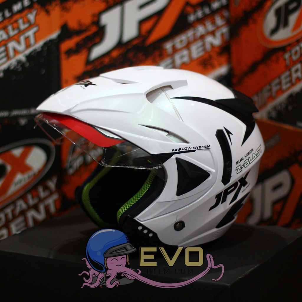 HELM JPX HALFFACE_JPX Z-BLAST - PEARL WHITE GLOSS ( ONGKIR 2KG) JPX HALFFACE JPX SEMICROSS JPX ZBLAST