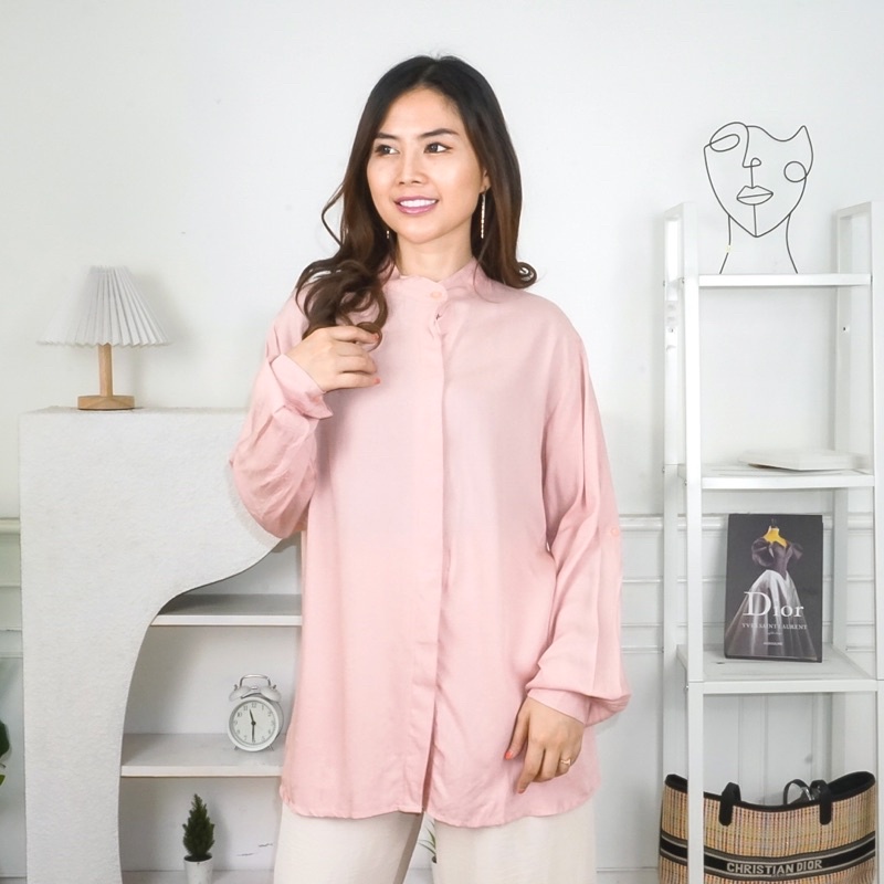 Tq88indonesia Fashion Baju Atasan Wanita Terbaru /  Moldy Rayon Diamond Blouse Polos Lengan Panjang / Busana Casual Cewek / Ootd Kekinian / Outfit