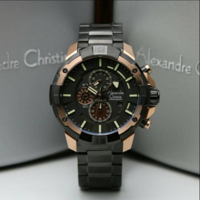 ALEXANDRE CHRISTIE AC6551 BLACK ROSEGOLD PRIA.ORIGINAL GARANSI RESMI 1 TAHUN