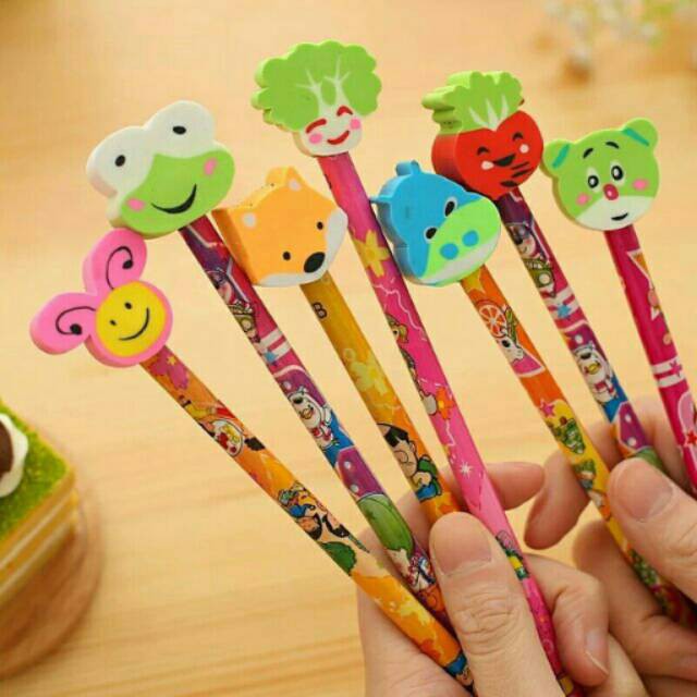 

EDW P215 Pensil Raut Zoo Veggie Pencil Karakter Lucu Unik ATK Sekolah Pensil Karakter Anak-Anak