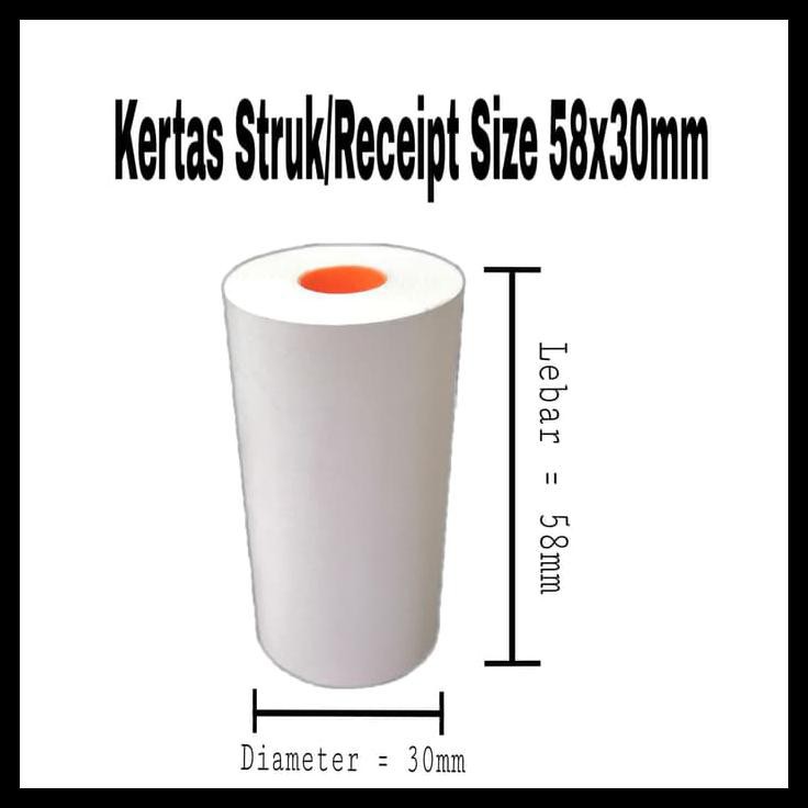 Kertas Thermal Paper 58x30mm 57x30mm Struk Kasir POS 58mm