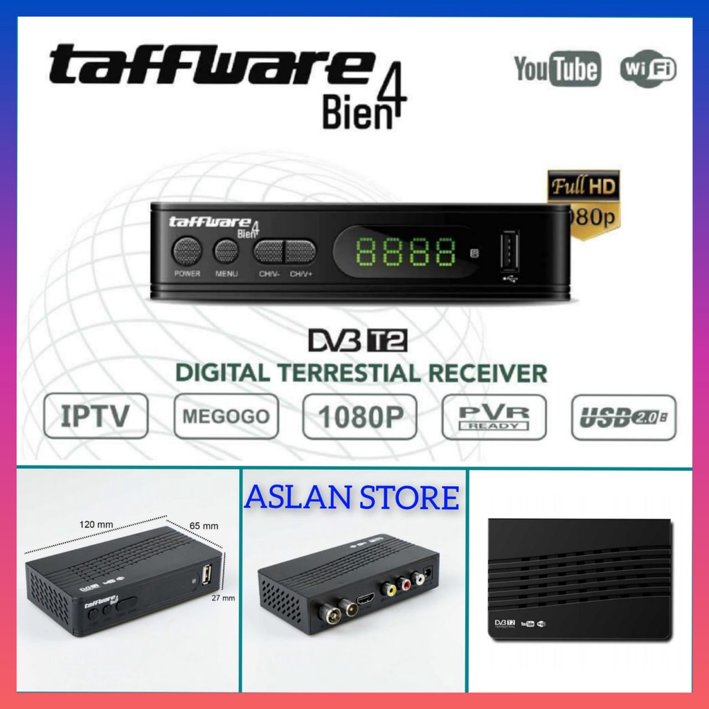 Receiver TV Set Top Box TV Digital DVB T2 Taffware Bien4 Digital Satellite TV Tuner alat merubah tv analog ke digital