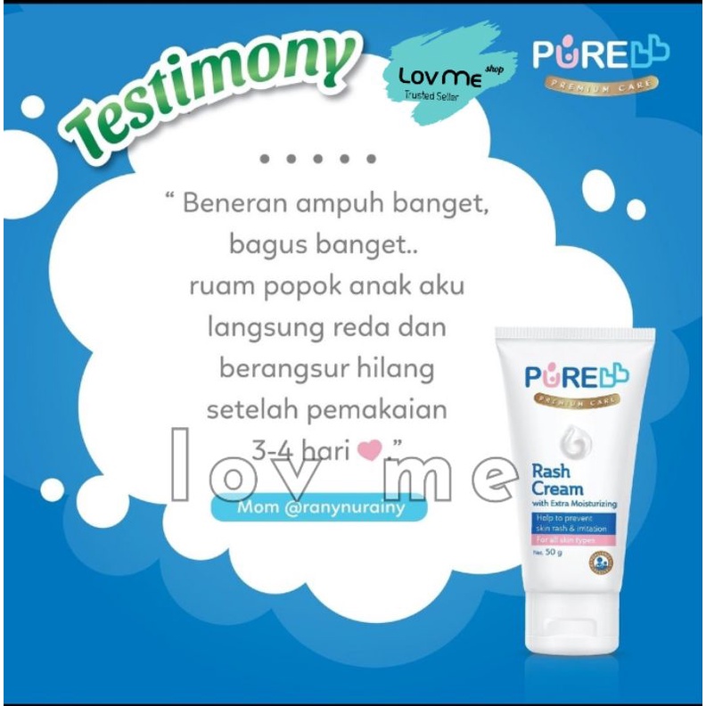 lov me❤ Pure Baby Rash Cream Diaper Cream -Ruam Popok ruam susu Biang keringat iritasi