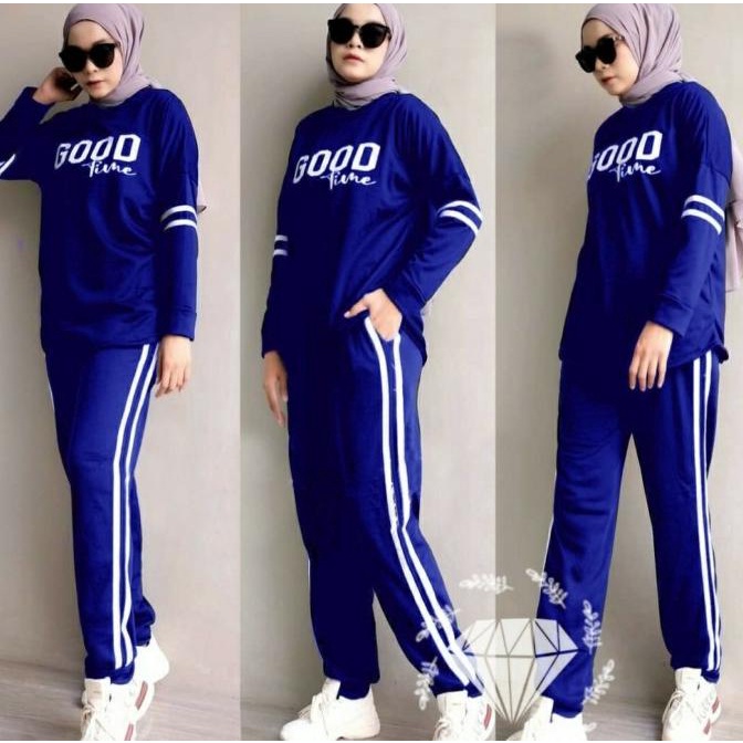 Setelan Olahraga Wanita Celana Training Sepeda Gowes Baju Senam Import