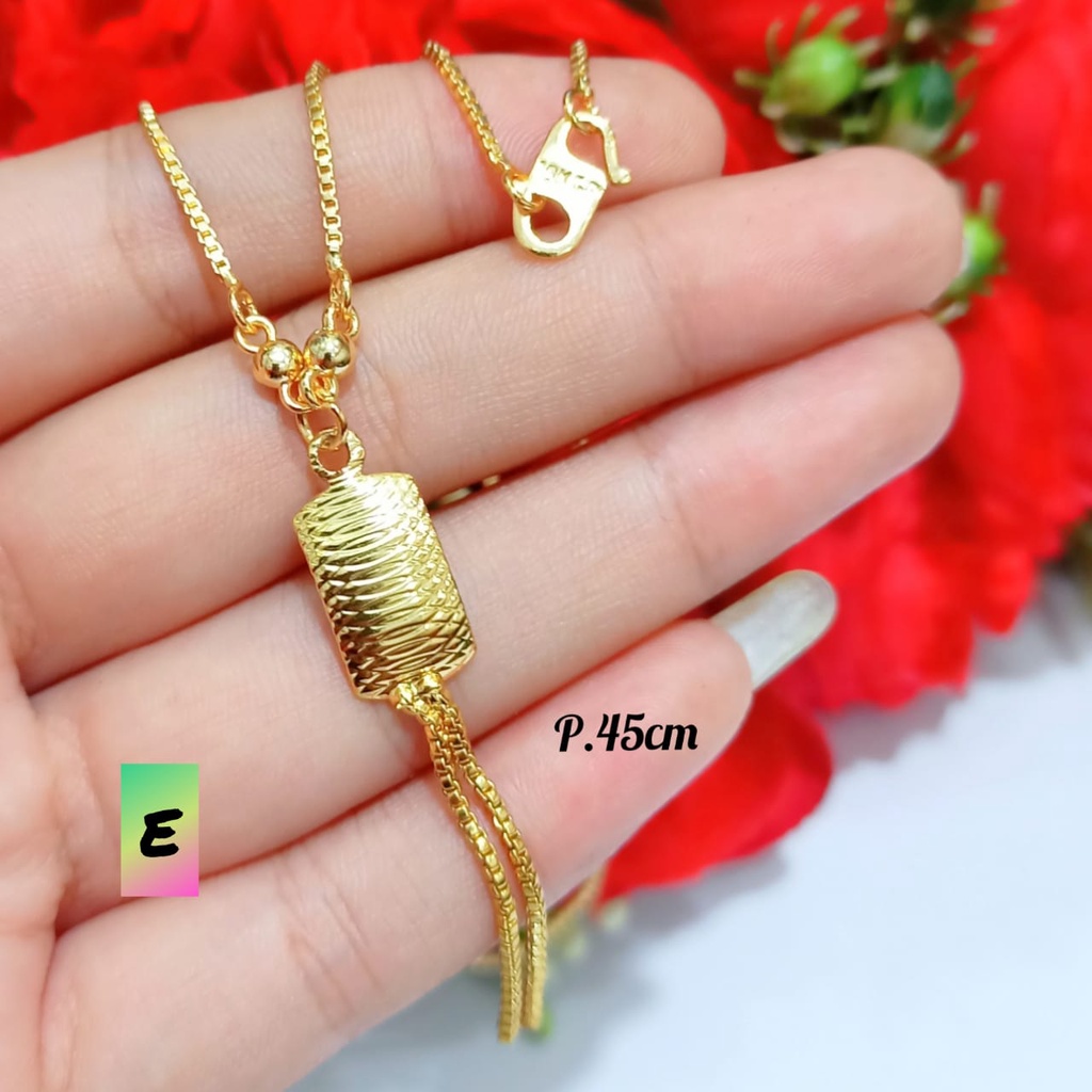 Kalung Dewasa koye Jurai motif plat ukir elegan perhiasan emas Hongkong tidak karat