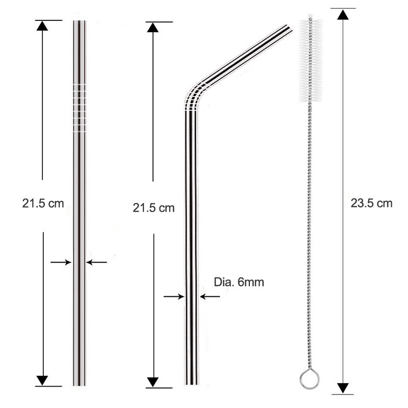 XOQ - Sedotan Stainless Steel Sedotan Besi Lurus Bengkok / Reusable Stainless Straw / Sedotan Stainless Steel