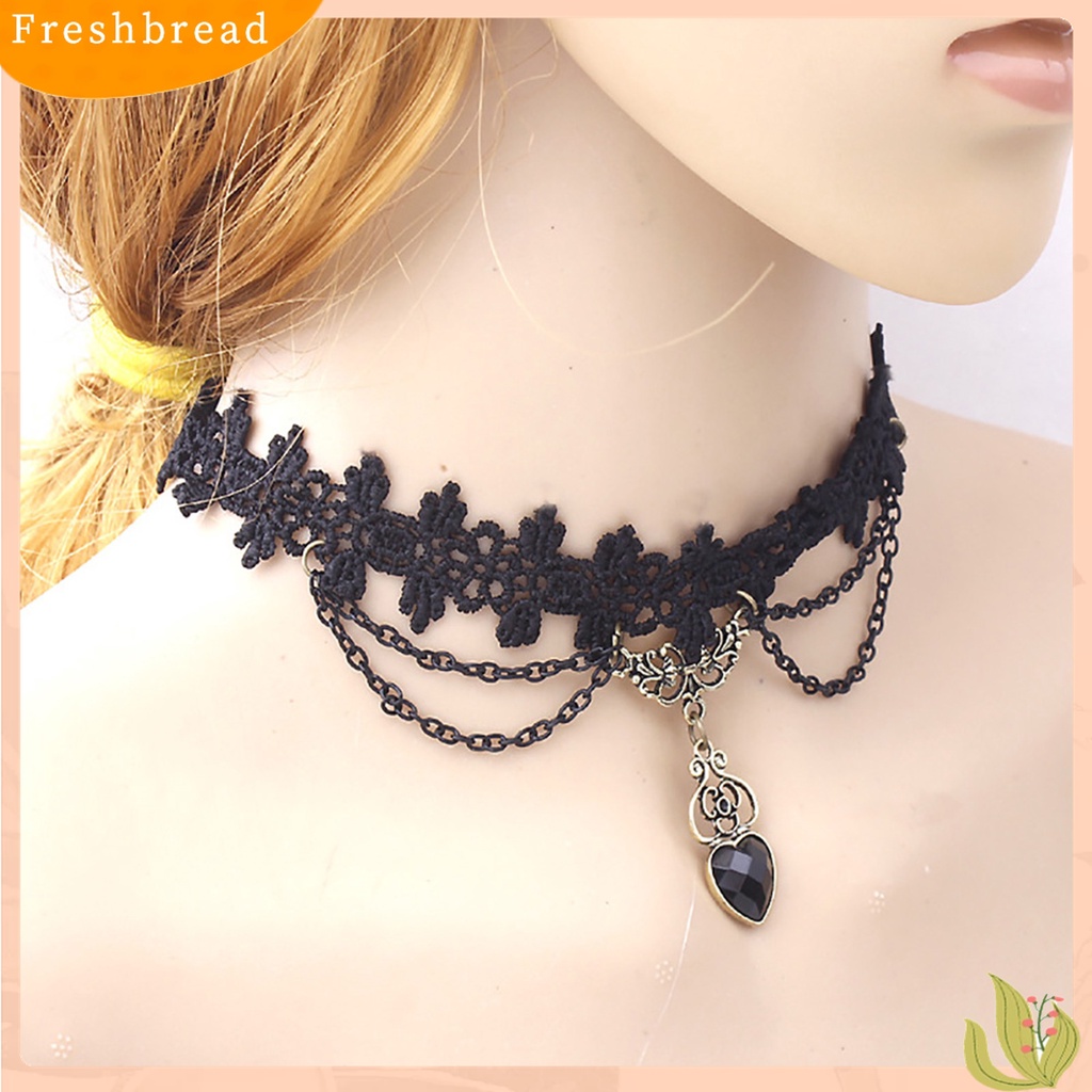 [TERLARIS]Necklace Colorfast Lace Edge Alloy Black Lace Chain Necklaces for Wedding