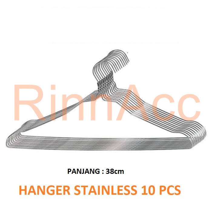 Hanger Stainless Steel Isi 10Pcs / Gantungan Baju / Jemuran Pakaian Kawat