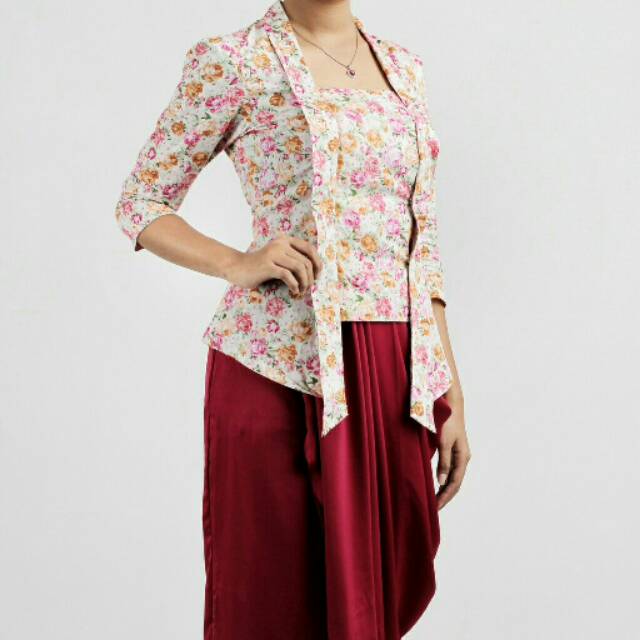 RNB Pendek Kebaya Kembang Desa With Velvet Elegant Kartini Floral Seragam Kantor Kerja Wanita