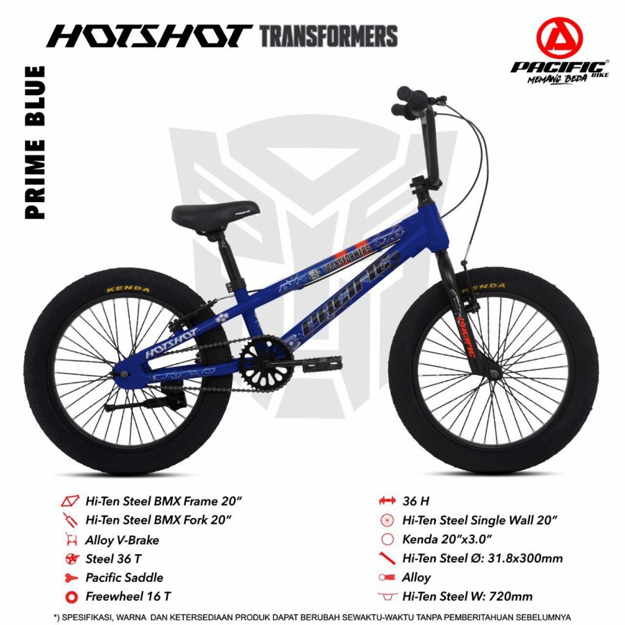 Sepeda Anak BMX HOTSHOT TRANSFORMERS 3.0 NON ROTOR 20 Inch Pacific Garansi SNI-3