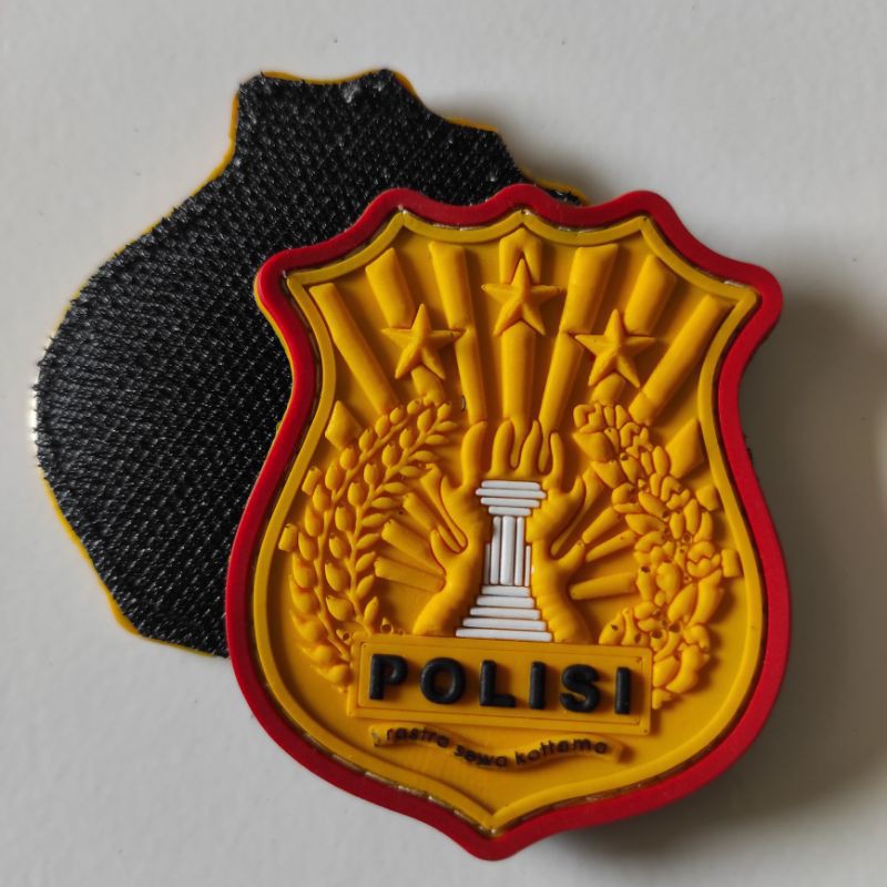 PATCH RUBBER LOGO POLISI 3D TIMBUL/TEMPELAN EMBLEM KARET VELCRO POLRI