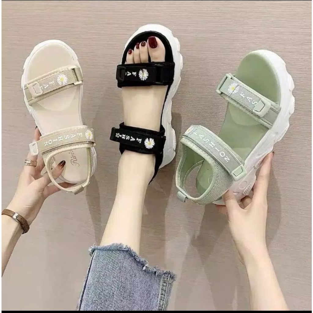 FAZWAN - Sandal Gunung Wanita KOREA DAISY MOTIF BUNGA FASHION
