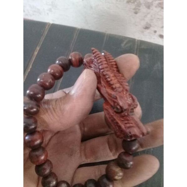 GELANG BUTIR KAYU NAGASARI KOMBINASI KEPALA NAGA