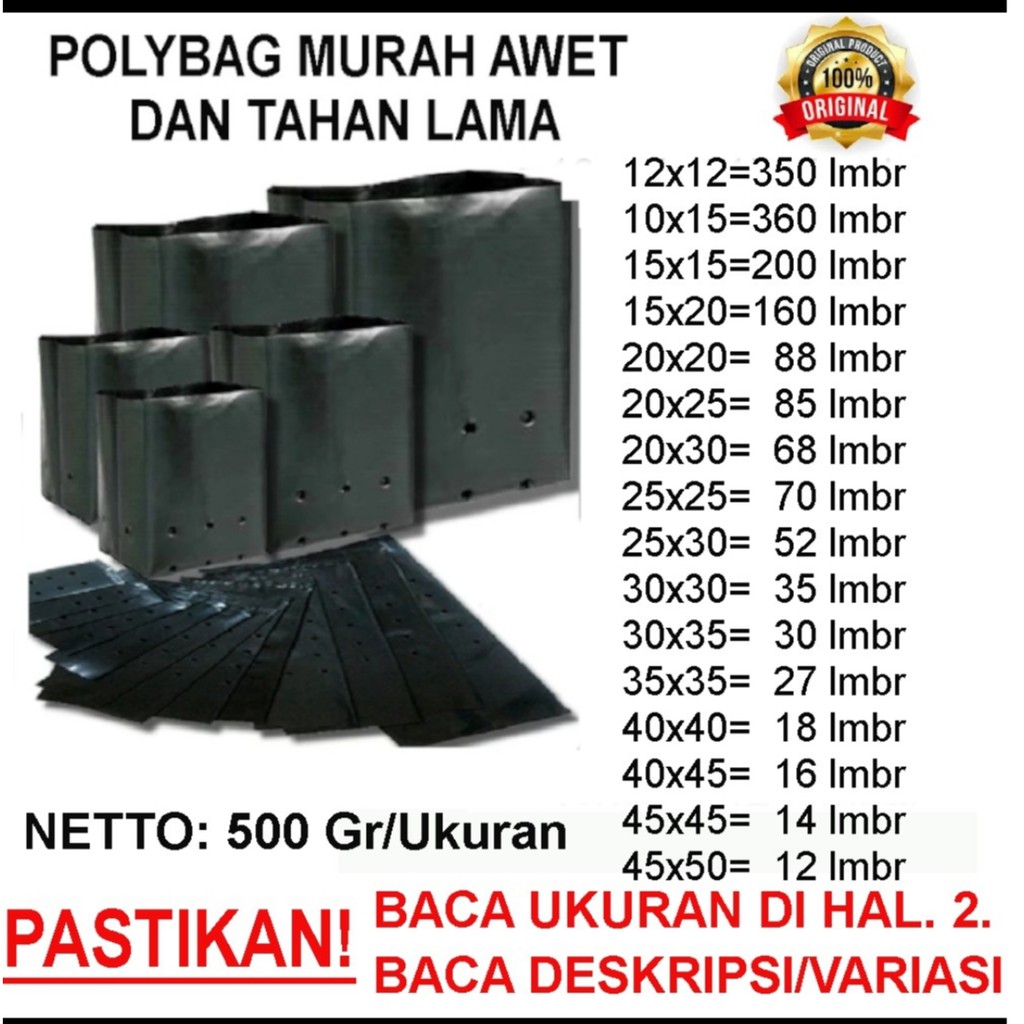 POLIBAG / POLIBAG TANAMAN/ POLIBEK/ KANTONG TANAMAN/KANTONG PLASTIK/POLYBAK/PLASTIK/POLIBAG PLASTIK/