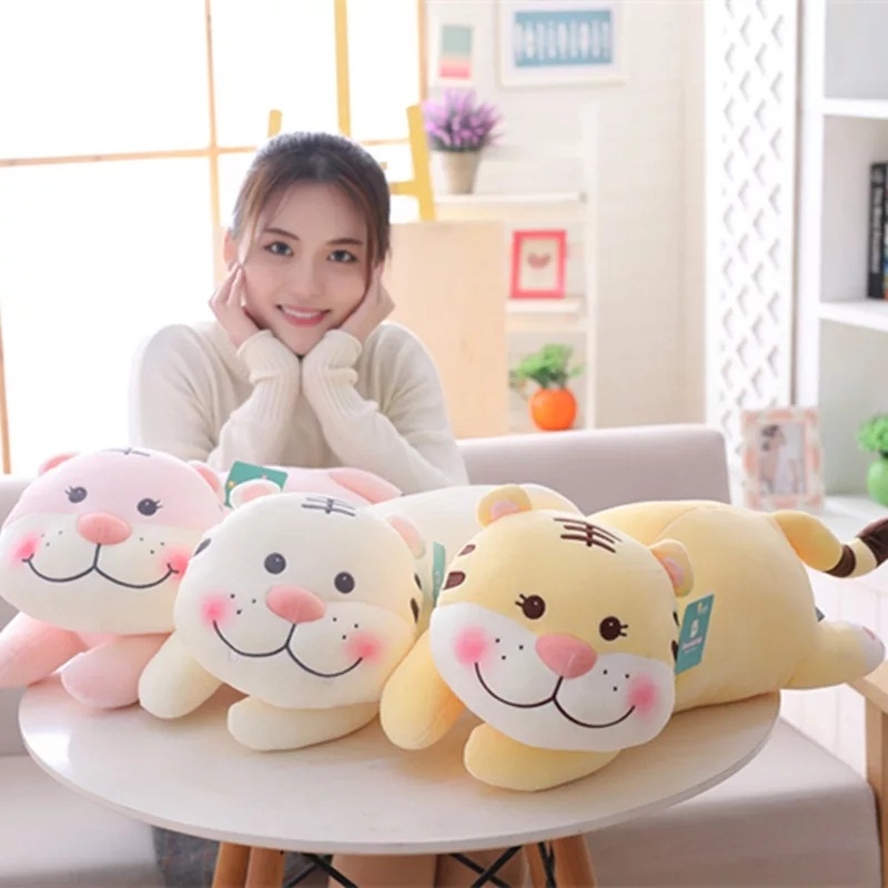 BONEKA HARIMAU KUCING GEMOY JUMBO 75CM KUNING BANTAL MACAN PUTIH GULING TIGER PINK EMPUK LEMBUT