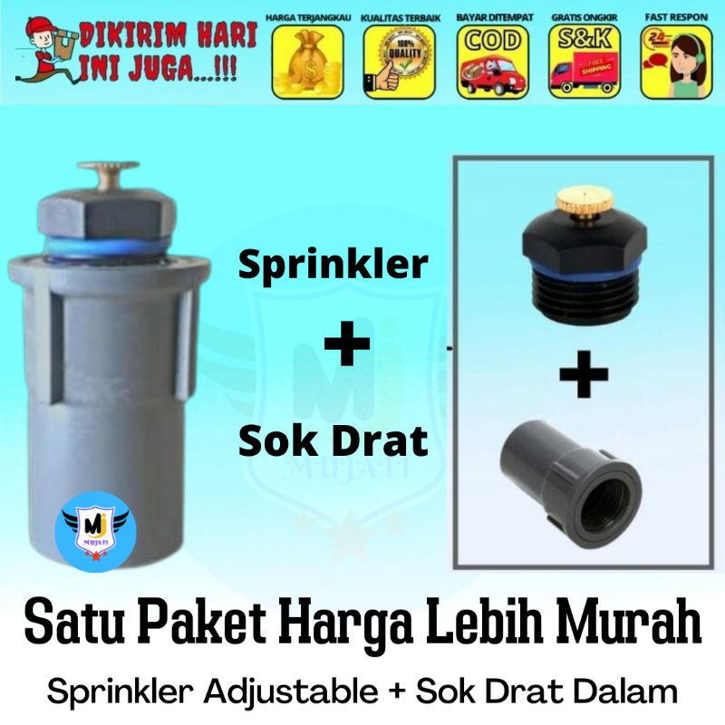 Sprinkler Pertanian Sprinkler Adjustable Sprinkler Taman Irigasi + Sok Drat Dalam MUJATI