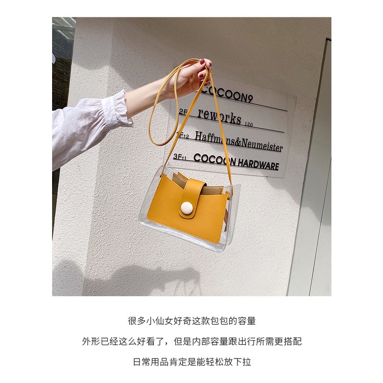 Tas Korea Selempang Jelly Motif Kancing Magnet Rantai Tas Bahu Fashion Terbaru A22