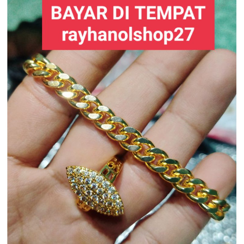 GELANG TANGAN RANTAI XUPING FREE CINCIN DUBAY FULL PERMATA MEWAH LAPIS EMAS 22 K