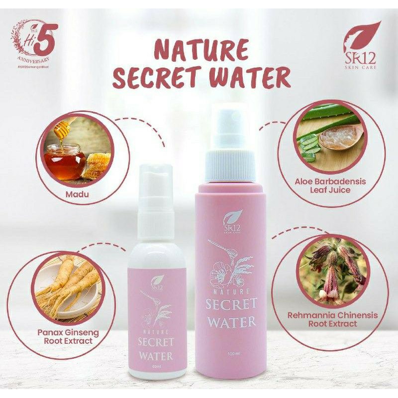 NATURE SECRET WATER SR12 / MENGATASI JERAWAT / MELEMBABKAN KULIT WAJAH / MEMBANTU MAKE UP TAHAN LAMA