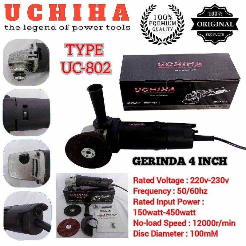 Mesin gerinda amerika lisensi full set gurindam UCHIHA Gurinder 4inch original