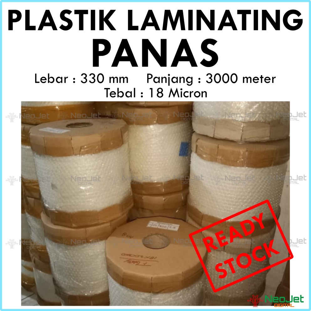 

Plastik Laminating Laminasi Panas Glossy Lebar 330 mm 33 cm panjang 3000 meter tebal 18 micron Gloss Kilap