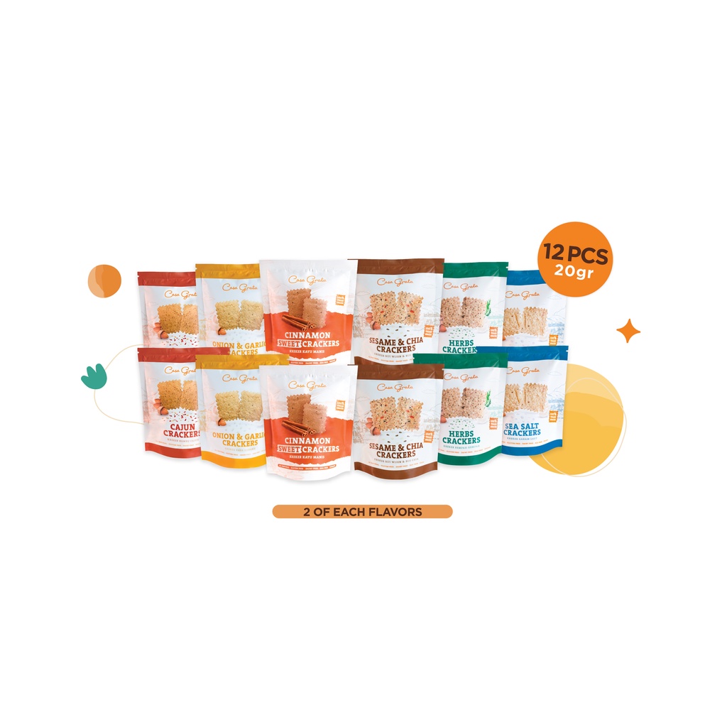 

Ni Set Of 12 -20Gr (12 Casa Grata Craers - Choose Your Own Flavor) Sna Sehat / Calan Sehat / Sna