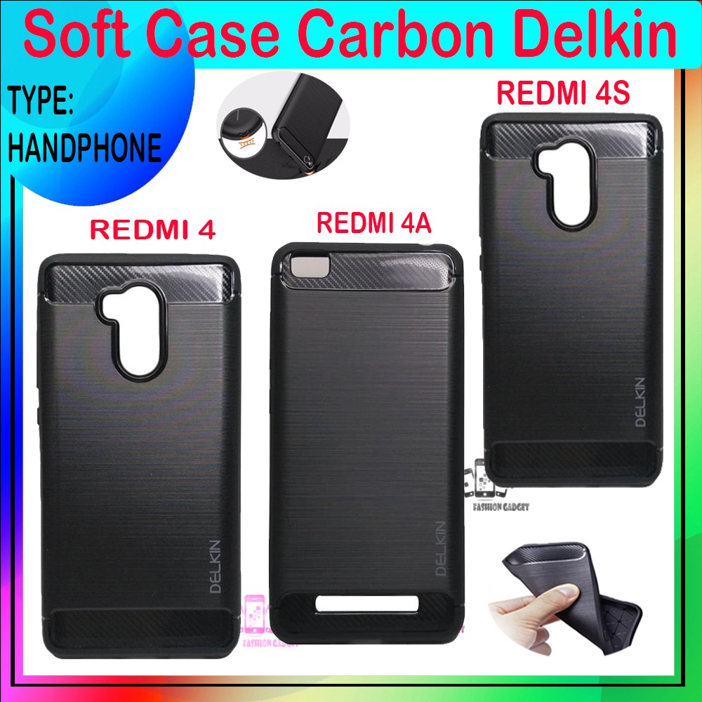 Soft Case Delkin Karbon Xiaomi Redmi 4 Casing Silicone Xiaomi Redmi 4S Kesing Silikon Case Redmi 4A